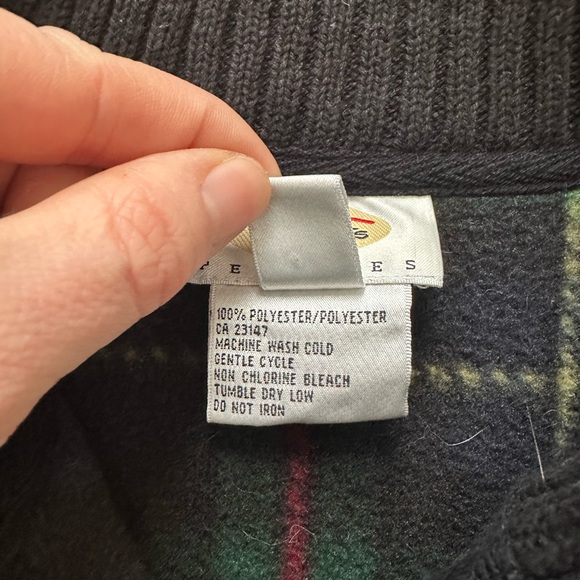 Vintage Talbots Classic Plaid Quarter Zip Fleece Womens Petite M - Picture 3 of 7